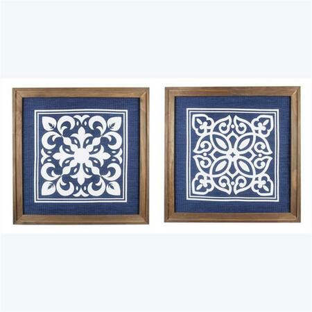YOUNGS Wood Framed Art Printon Woven Wood Background, Assorted Color - 2 Piece 20617